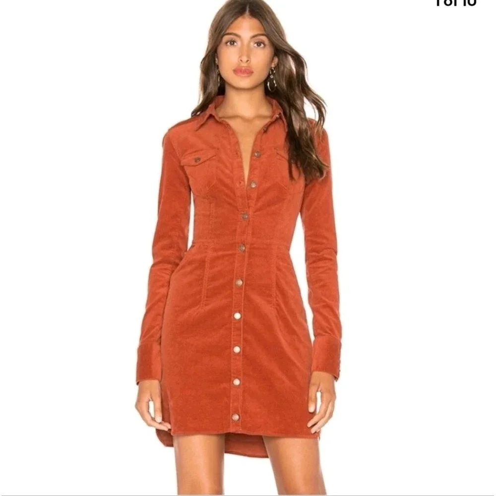 Free People Women's Dress Dynamite Corduroy‎ Burnt Orange Large